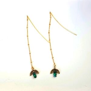 Green Leaf Drop Earrings